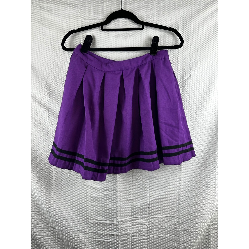Hot Topic Purple Pleated Cheer Tennis Mini Skirt White‎ Stripes MEDIUM